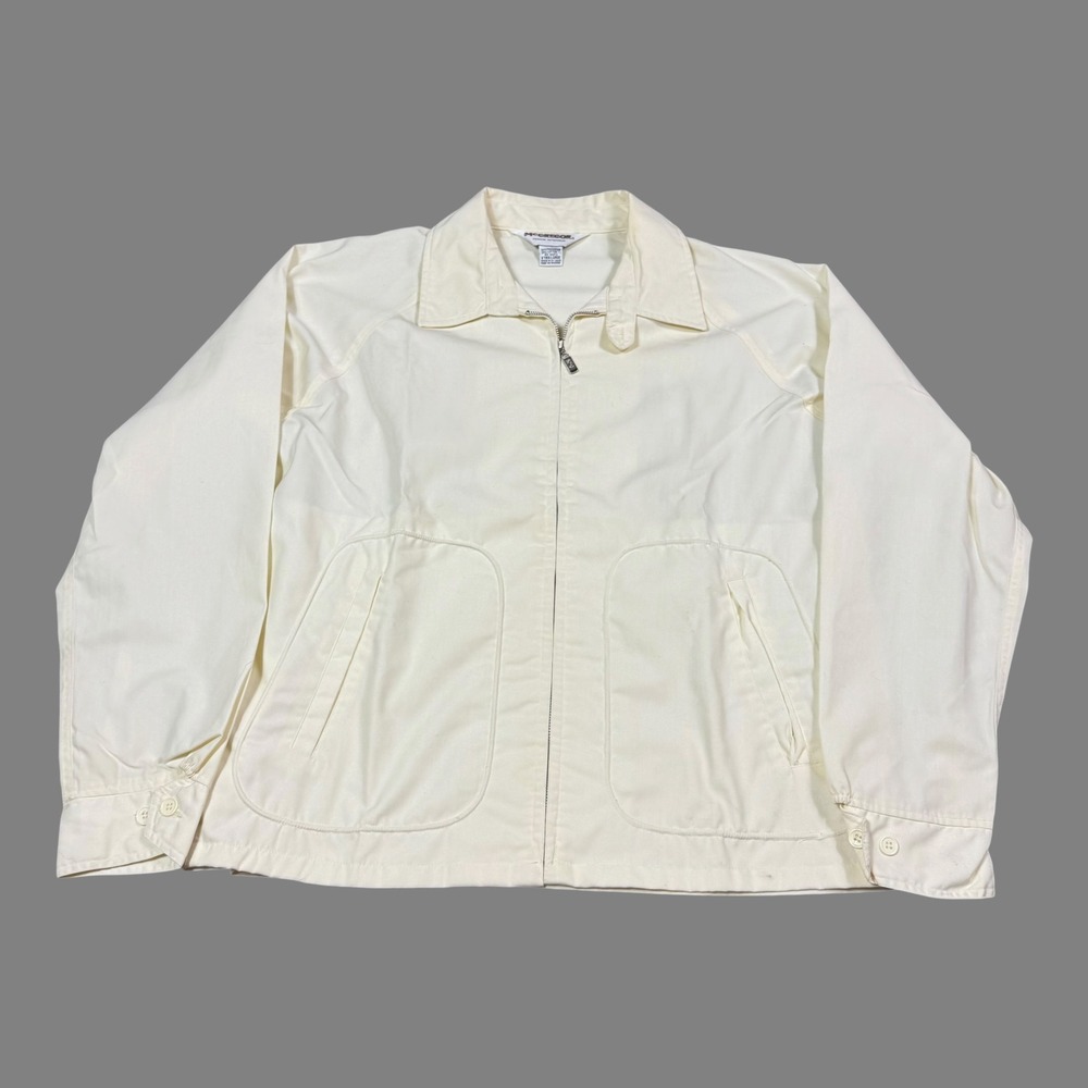 Vintage‎ 70s 80s McGregor White/Cream Full Zip Lightweight Jacket Men's XL FLAW